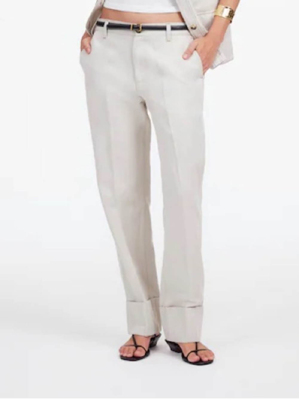 Madewell The Dean Easy Straight Pants Size 24 Beige Cropped Trouser Casual